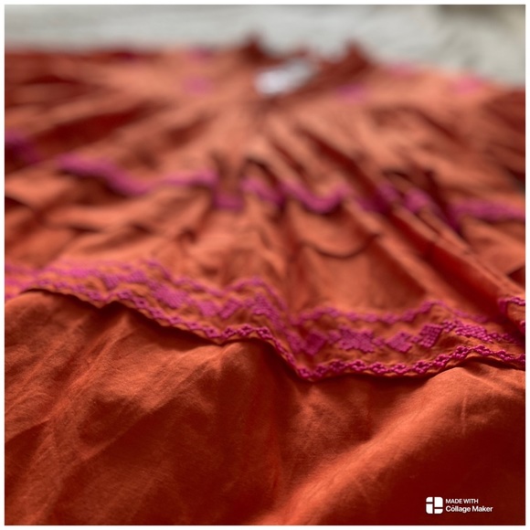 Anthropologie Jacqueline Orange Embroidery Tunic Top Size XL - Picture 8 of 16